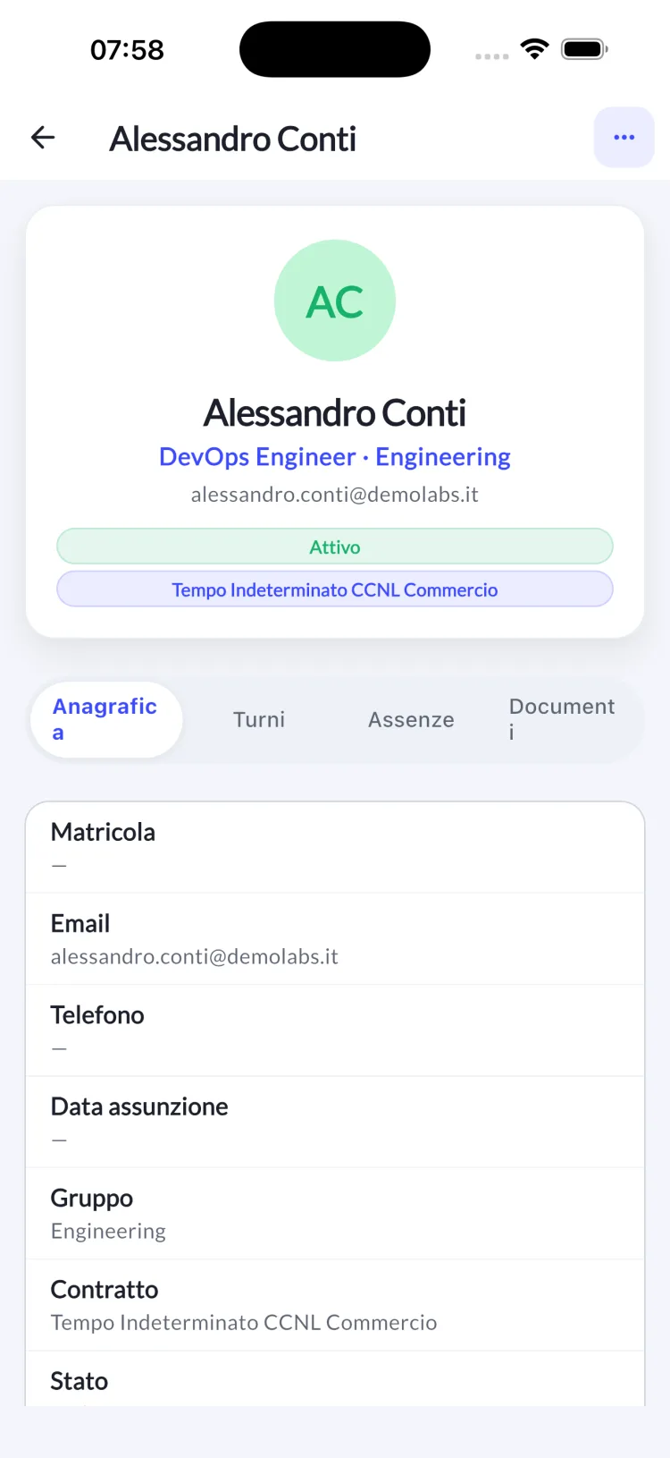 Scheda dipendente