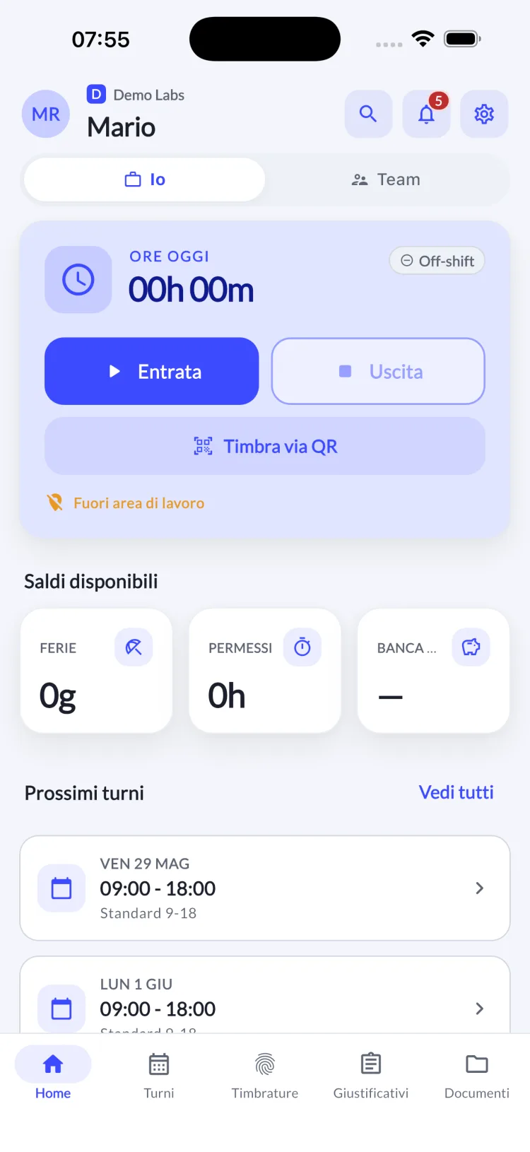 Home & timbratura